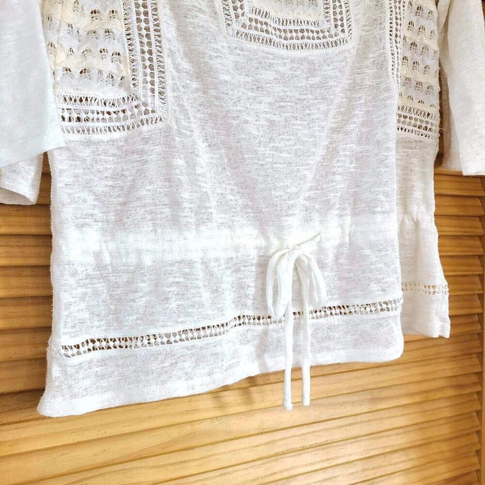 Lucky 70s Peasant Boho Lace Crochet Bohemian Cowgirl Top Blouse SMALL Hippie - Picture 3 of 6